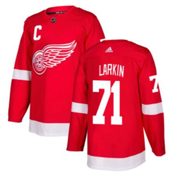 Adidas Red Wings #71 Dylan Larkin Red Home With C patch Stitched Men's NHL Jersey